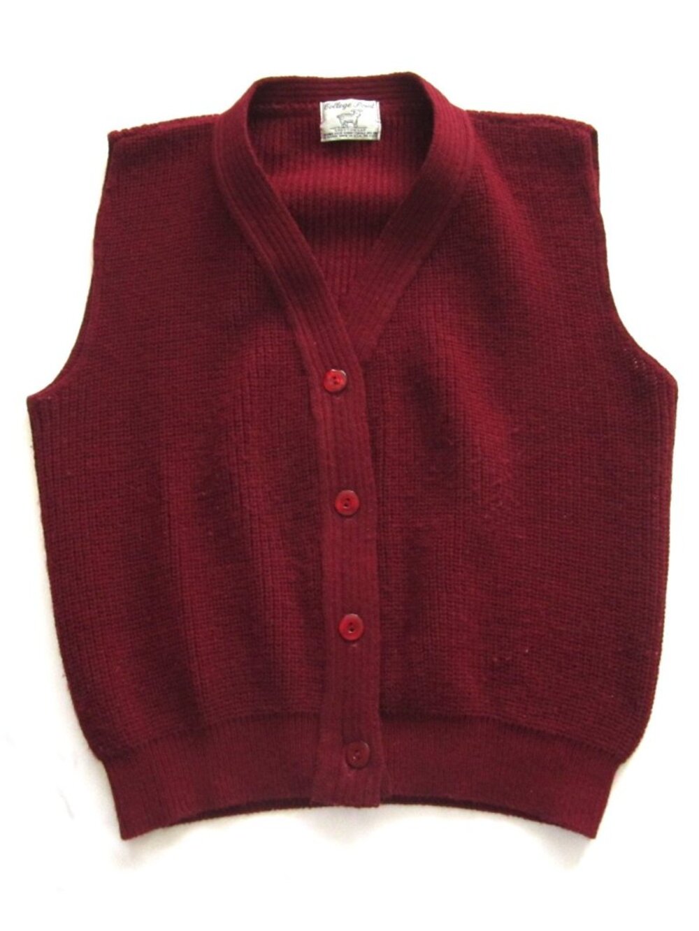 Vtg 70s College Point Women Cardigan Vest Dark Academia Ivy Preppy Sz S (WS112)